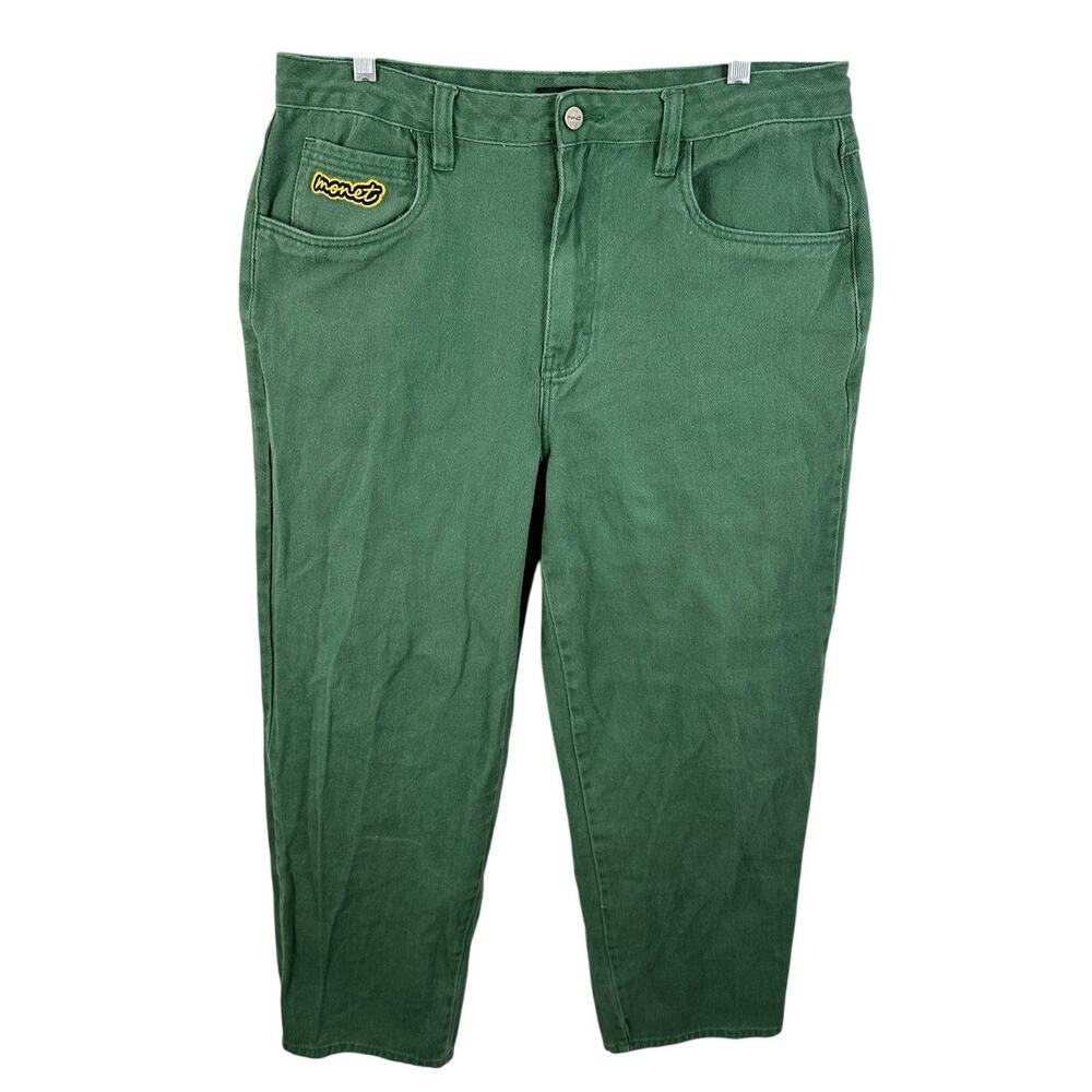 Monet Skateboards Y2K Skate Jeans Green Size 34x30 Punk Skater Streetwear